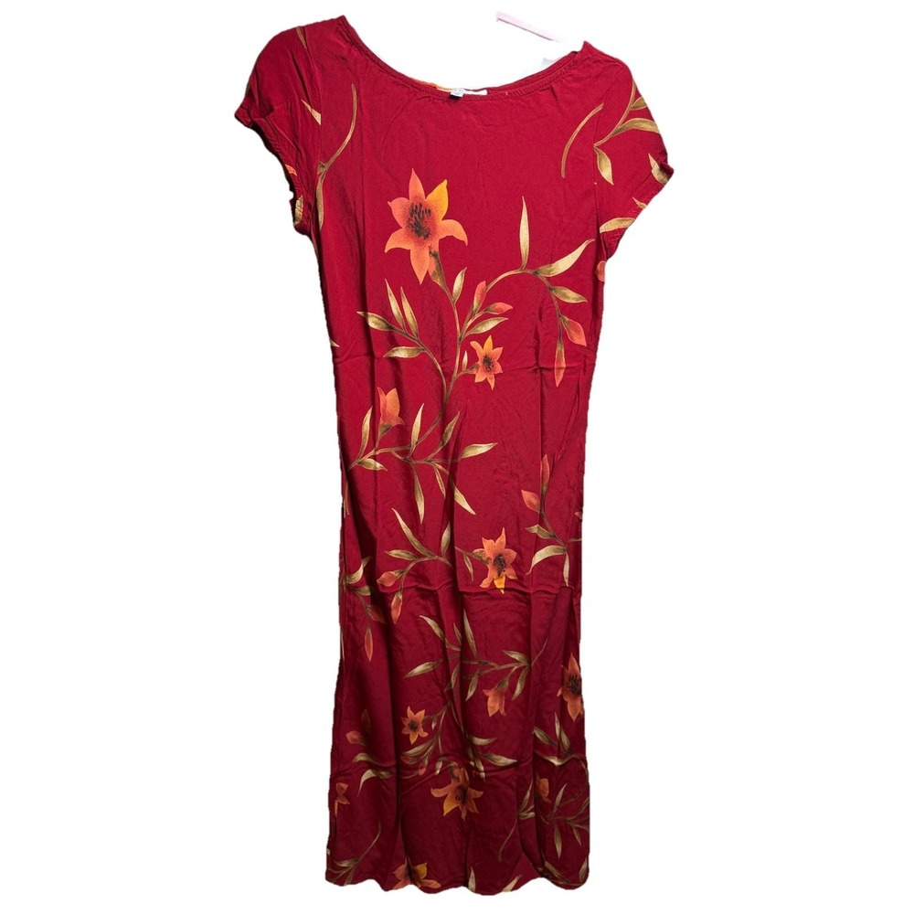 Vintage Jones & Co Red Floral‎ Maxi Dress Women's Size 12 Cottagecore